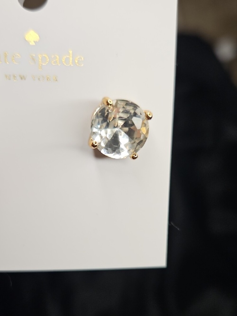 Kate Spade Clear Crystal Gold-Tone Stud Earrings NWT - Picture 5 of 11